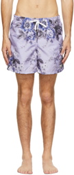 Bather Purple Floral Ripple Swim Shorts