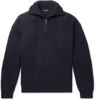 Balenciaga - Ribbed Cotton Half-Zip Sweater - Blue