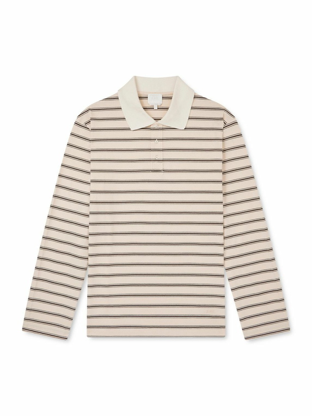 Photo: A.P.C. - Striped Organic Cotton-Jersey Polo Shirt - Neutrals