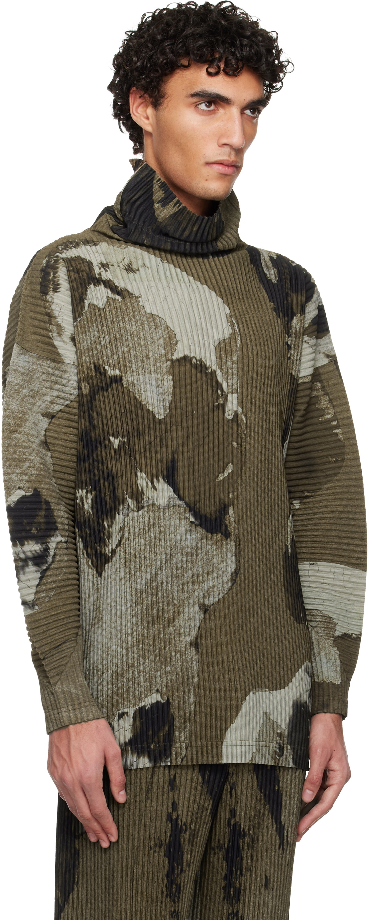 HOMME PLISSÉ ISSEY MIYAKE Brown Painted Stone Top Homme Plisse