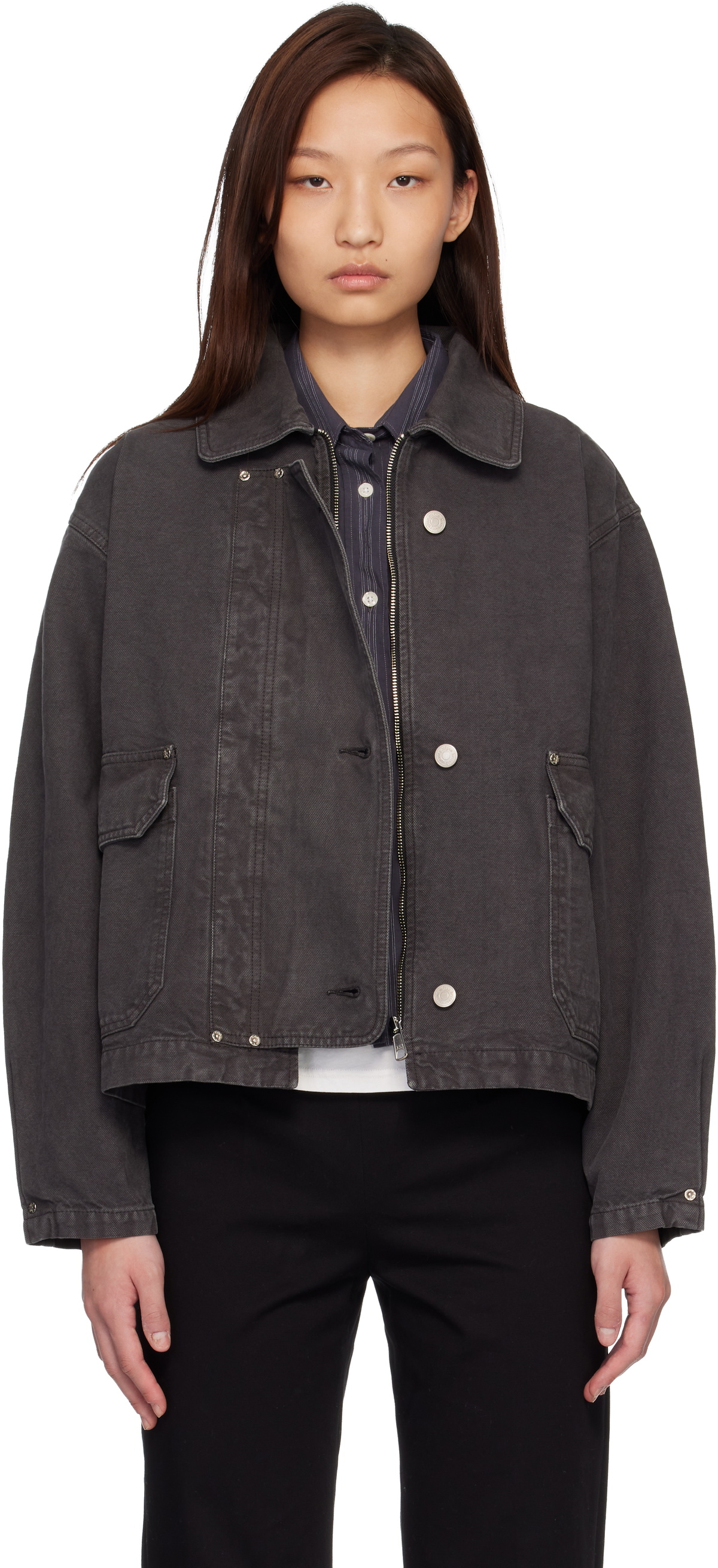 mfpen Brown Cropped Leisure Zip Up Jacket mfpen