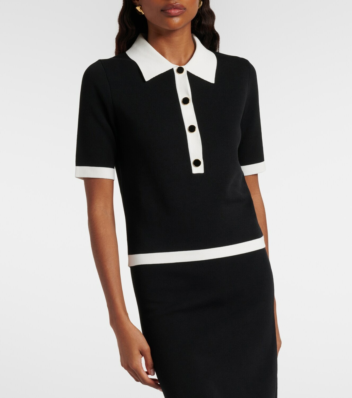 Nina Ricci Ribbed-knit polo shirt