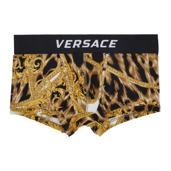 Photo: Versace Underwear Black and Yellow Leopard Brocade Boxer Briefs