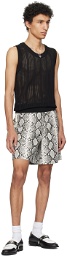 System Gray Printed Faux-Leather Shorts