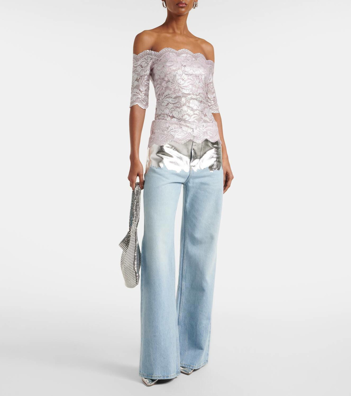 Rabanne Metallic wide-leg jeans