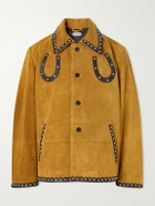 BODE - Carson Studded Leather-Trimmed Suede Jacket - Yellow