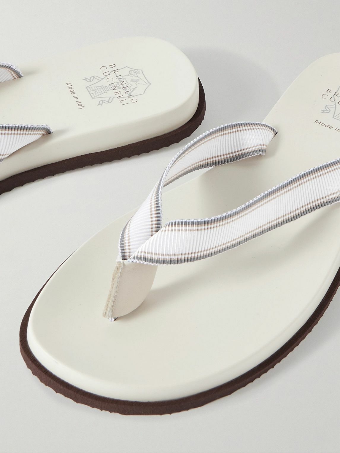 【関税&送料込】Brunello Cucinelli Flip Flop Brunello Cucinelli - Black Leather Monili Thong Sandal