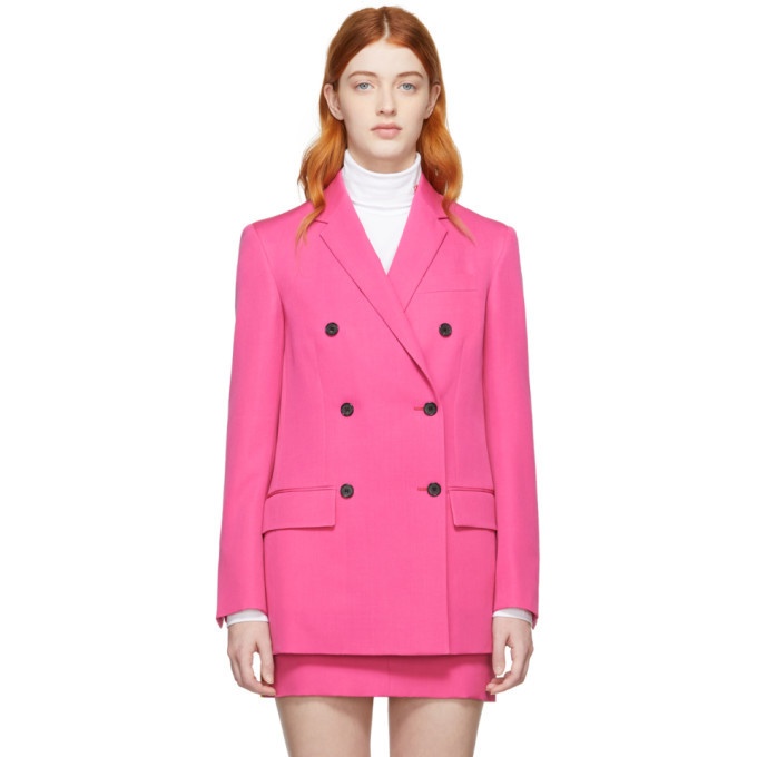Calvin Klein 205W39NYC Pink Wool Double-Breasted Blazer Calvin Klein ...