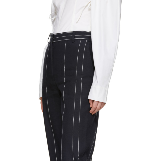 Cedric Charlier Navy Pinstripe Trousers Cedric Charlier