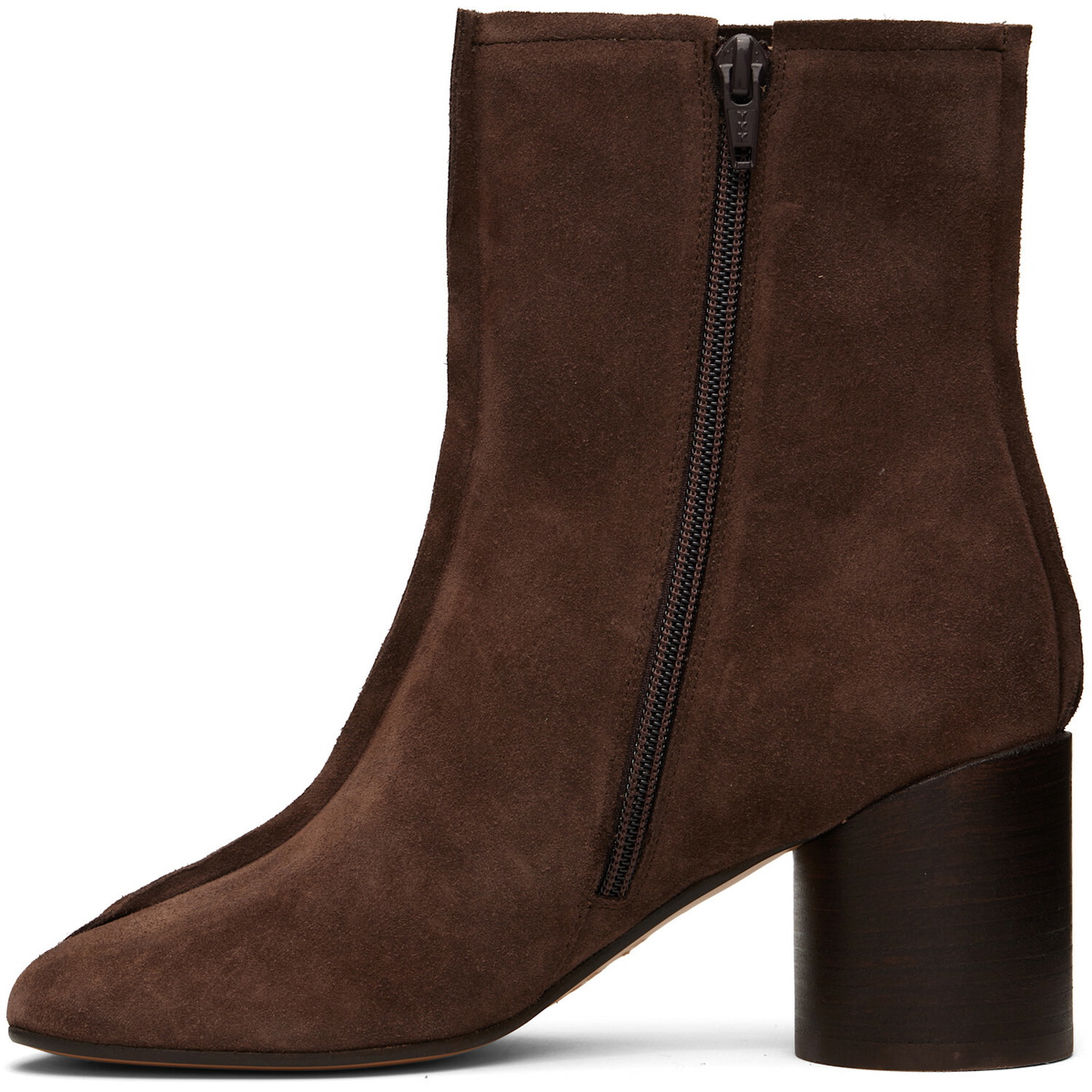 MM6 Maison Margiela Brown Suede Anatomic Stitch Toe Ankle Boots