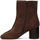 MM6 Maison Margiela Brown Suede Anatomic Stitch Toe Ankle Boots