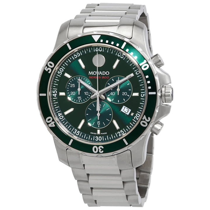 Photo: Movado Series 800 Chronograph Quartz Green Dial Mens Watch 2600179