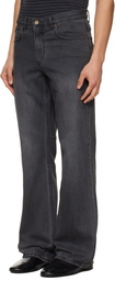 TONYWACK Black Flared-Leg Distressed Jeans