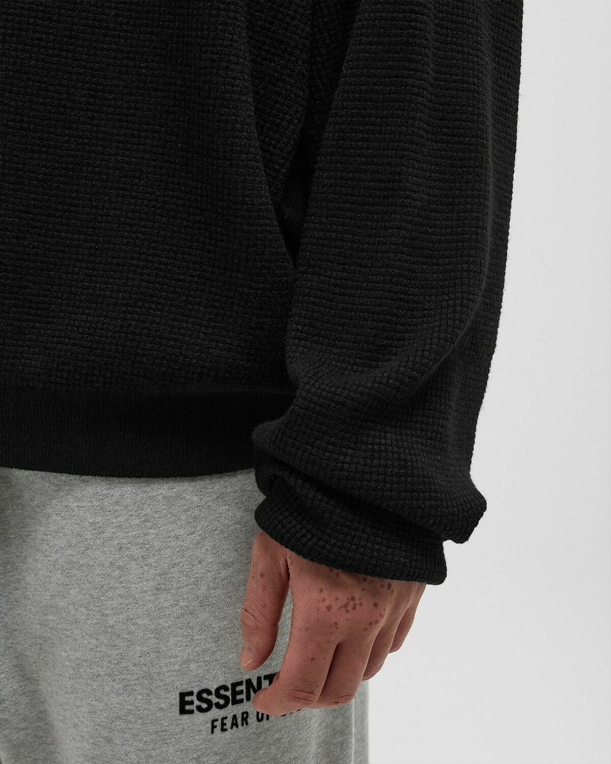 Fear of God Essentials WAFFLE TURTLENECK Black Mens Pullover Fear
