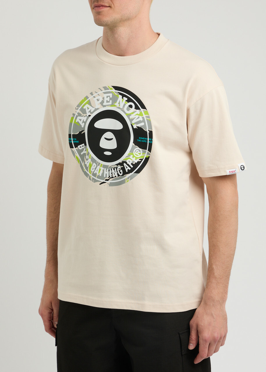 Aape Logo-print Cotton T-shirt Beige