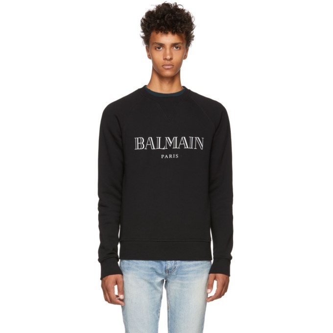 Balmain Black Reflective Logo Sweatshirt Balmain