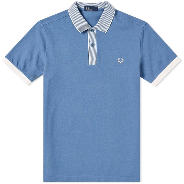 Photo: Fred Perry Stripe Collar Pique Polo Blue