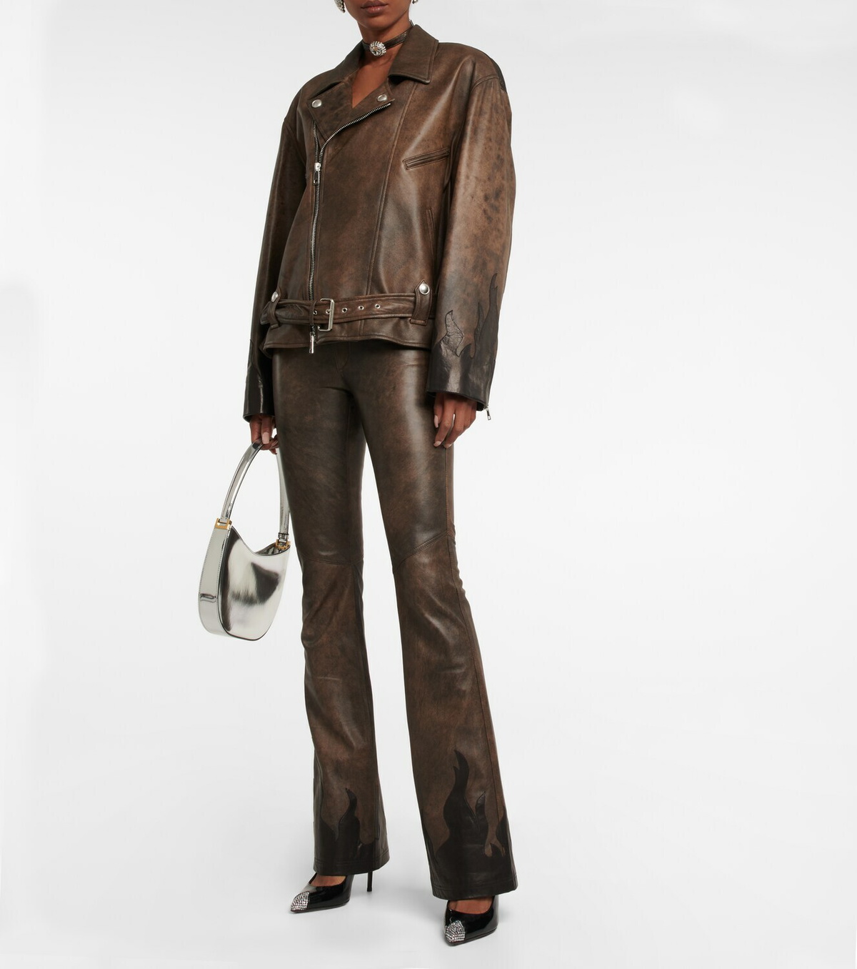 Alessandra Rich Leather biker jacket