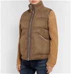 TOM FORD - Shearling and Leather-Trimmed Quilted Suede Gilet - Brown
