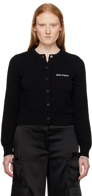 Photo: Palm Angels Black Embroidered Cardigan