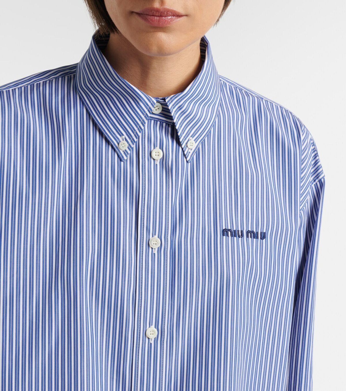 Miu Miu Striped cropped cotton poplin shirt