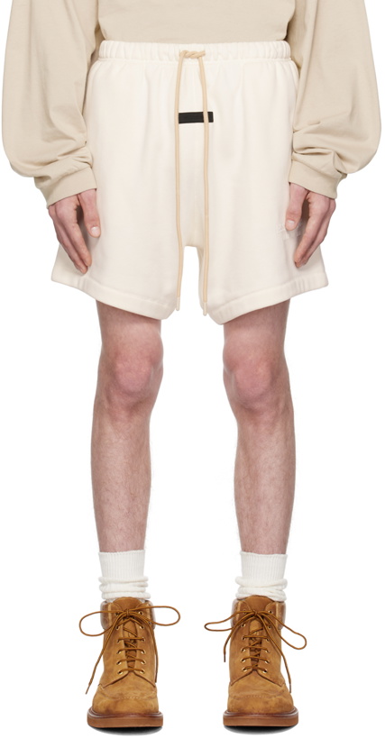 Photo: Fear of God ESSENTIALS Off-White Drawstring Shorts
