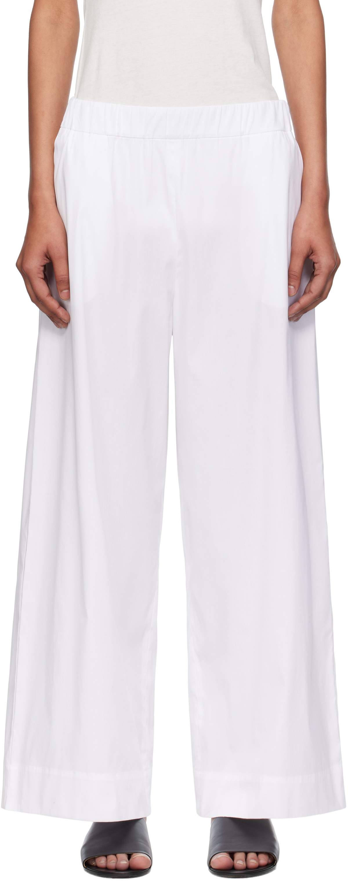 MAX MARA Mina Cotton Blend Twill Wide Pants Max Mara