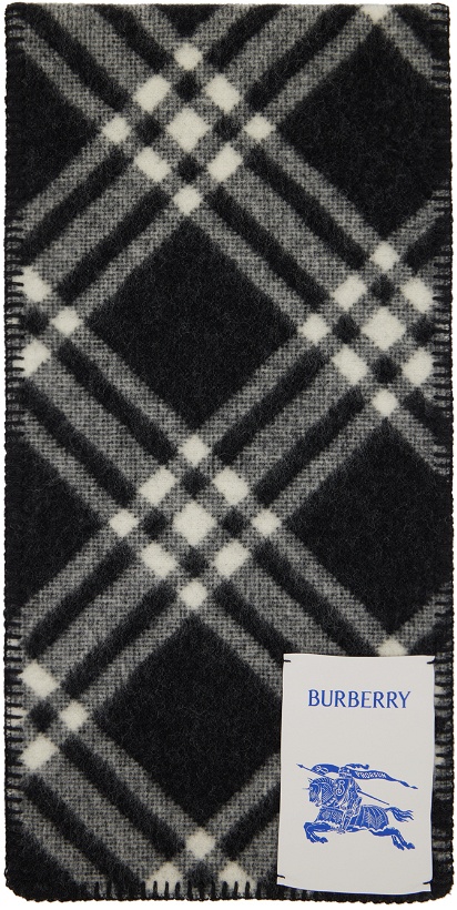 Photo: Burberry Black & Off-White Check Wool Scarf