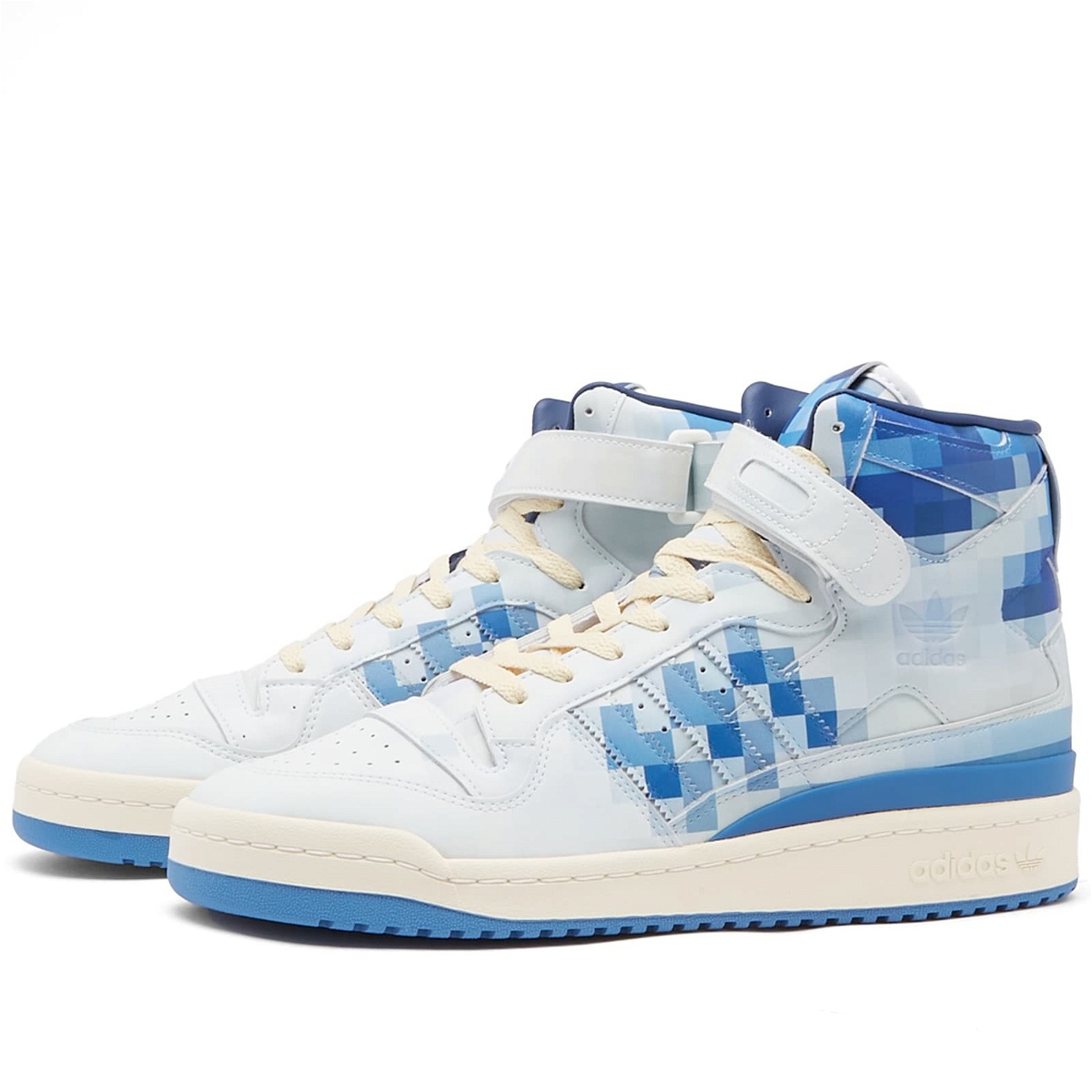 Photo: Adidas Men's Forum 84 Hi-Top Closer Look Sneakers in Off White/Trace Royal