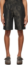 Needles Black & Gold Lamé Jacquard Basketball Shorts