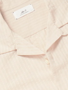 Mr P. - Convertible-Collar Striped Cotton and Linen-Blend Voile Shirt - Neutrals