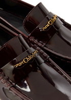 Chloe Chloé Patent Leather Loafers Burgundy