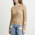 MM6 Maison Margiela Women's Shredded Knit Jumper in Camel/Chalk