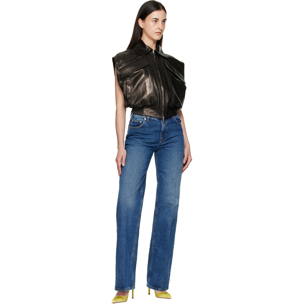 Versace Black Embossed-Logo Leather Vest