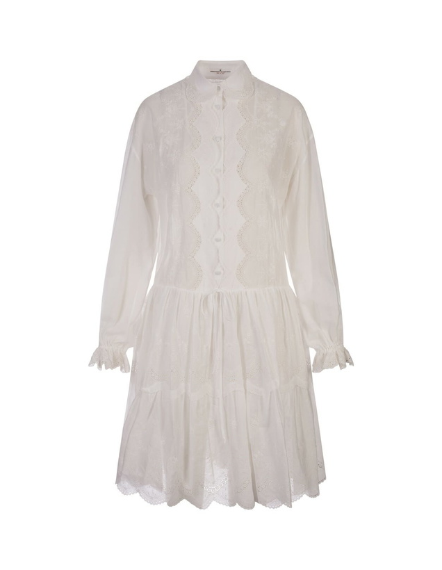 Photo: Ermanno Scervino White Midi Shirt Dress With Flower Embroidery