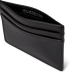 Burberry - Checked Cross-Grain Leather Cardholder - Gray