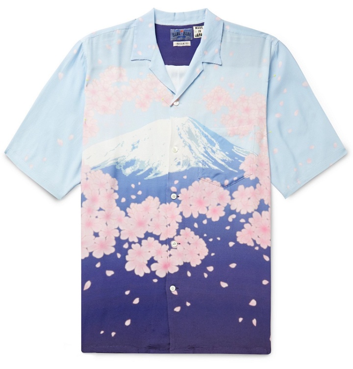 Photo: Blue Blue Japan - Camp-Collar Printed Woven Shirt - Blue