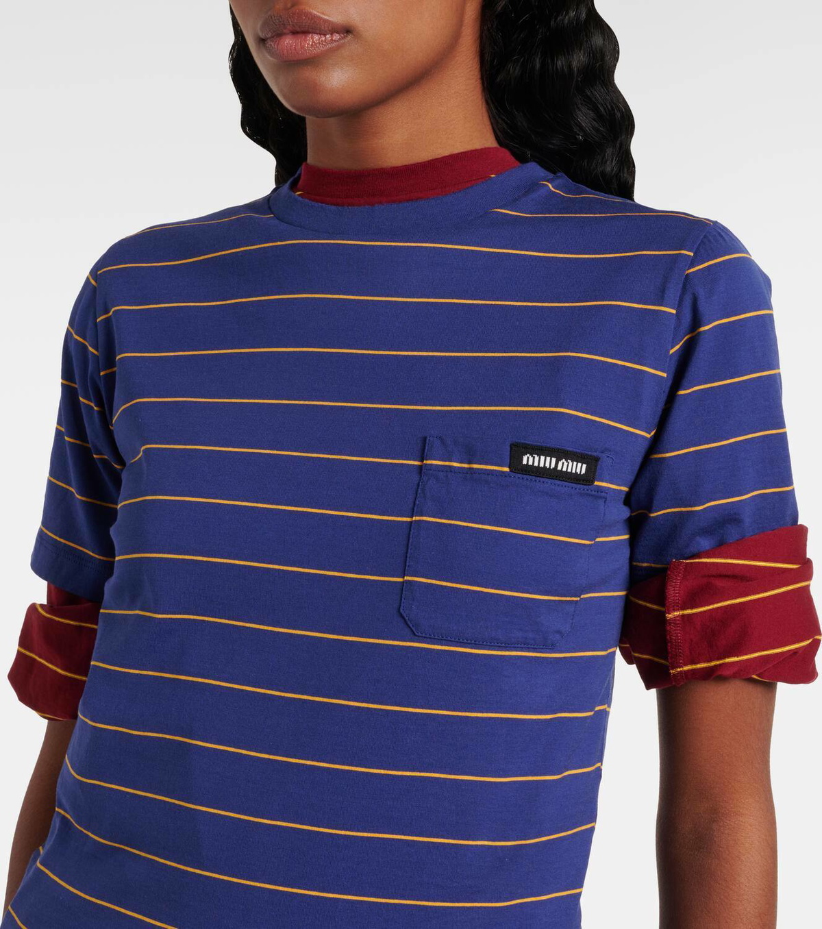 Miu Miu Striped cotton jersey T-shirt Miu Miu