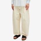 Studio Nicholson Men's Sorte Deep Pleat Volume Twill Pants in Cream