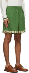 Bode Green Checkerboard Rugby Shorts