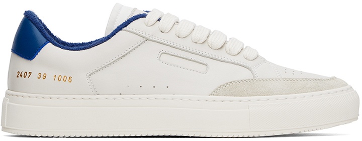 Photo: Common Projects Off-White & Blue Tennis Pro Sneakers
