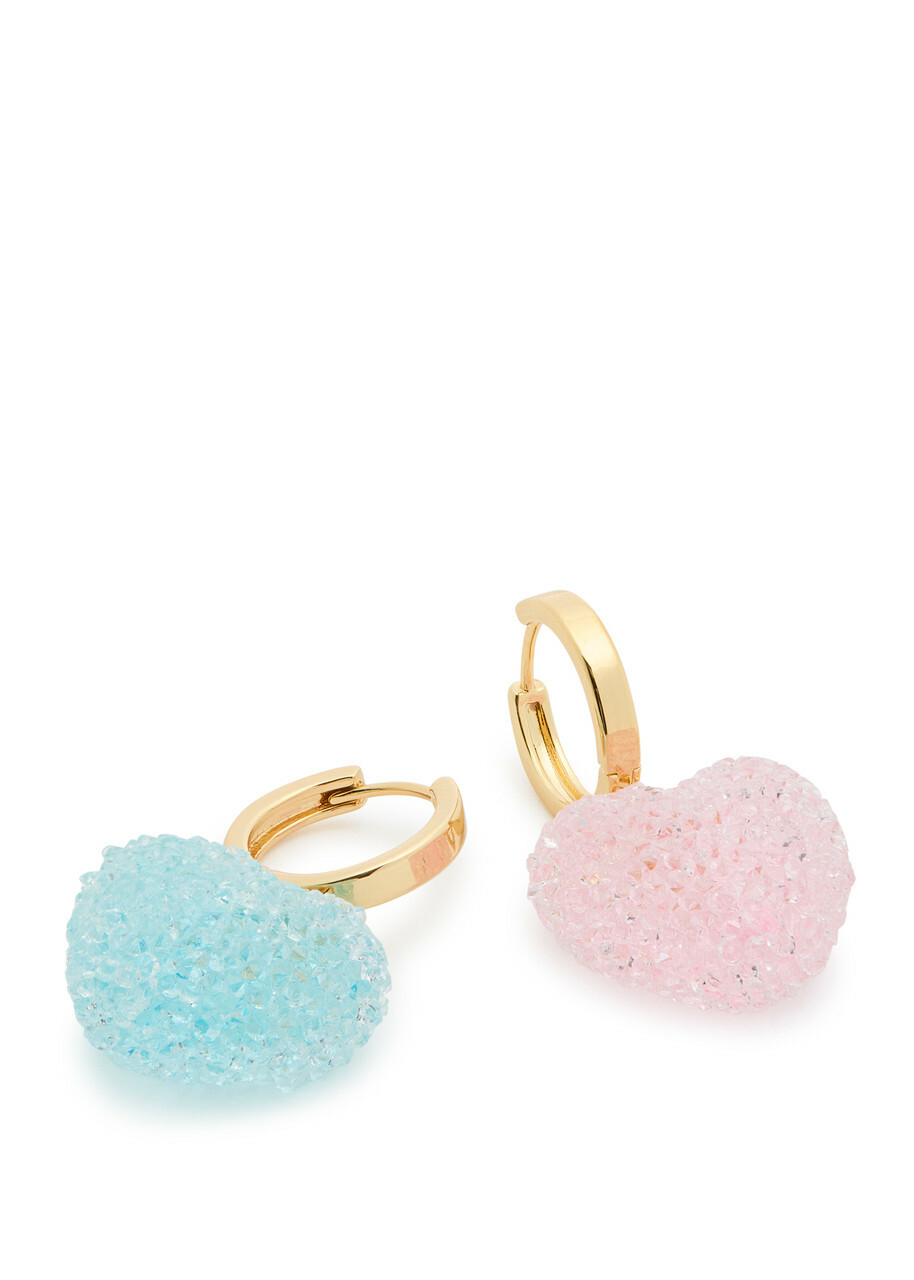 Crystal Haze Jelly Heart 18kt Gold-plated Hoop Earrings - Blue - One Size