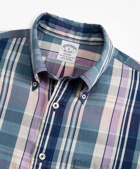 Brooks Brothers Men's Regent Regular-Fit Sport Shirt, Indigo Multi-Plaid