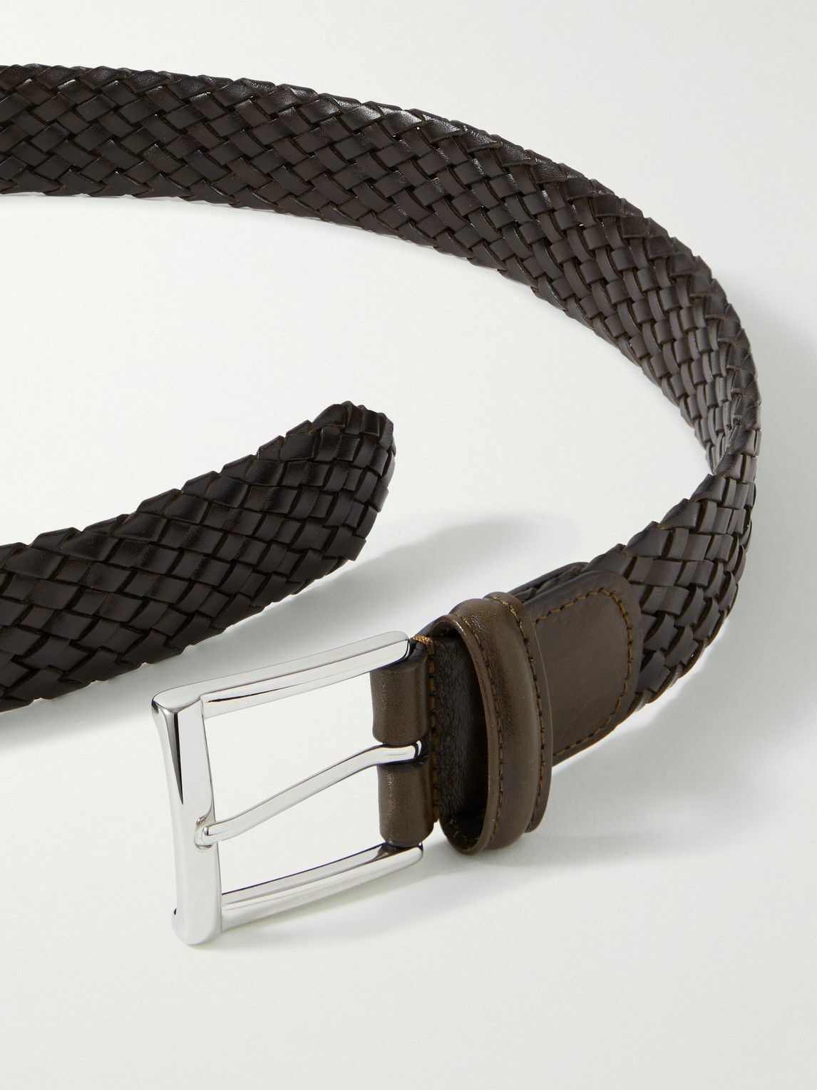 Anderson's - 3.5cm Woven Leather Belt - Brown Anderson's