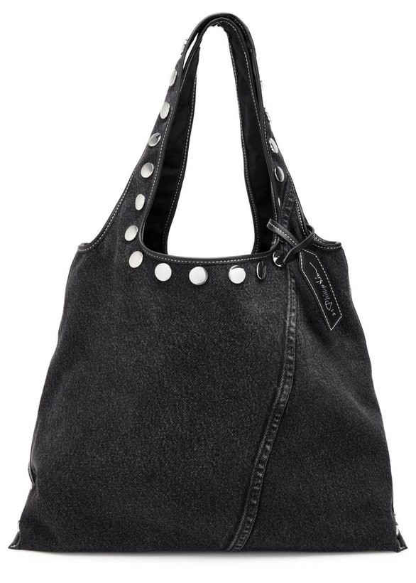 Photo: 3.1 Phillip Lim Stud-embellished Panelled Denim Tote - Black - One Size