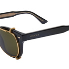 Gucci Men's Eyewear GG0182S Clip On Sunglasses in Black/Yellow