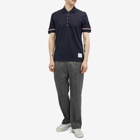 Thom Browne Men's Lightweight Textured Cotton Polo Shirt in Navy