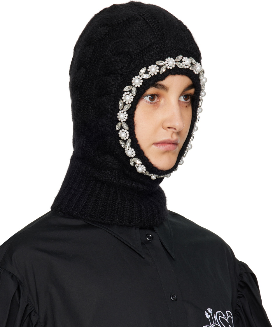 Simone Rocha SSENSE Exclusive Black Beaded Balaclava Simone Rocha