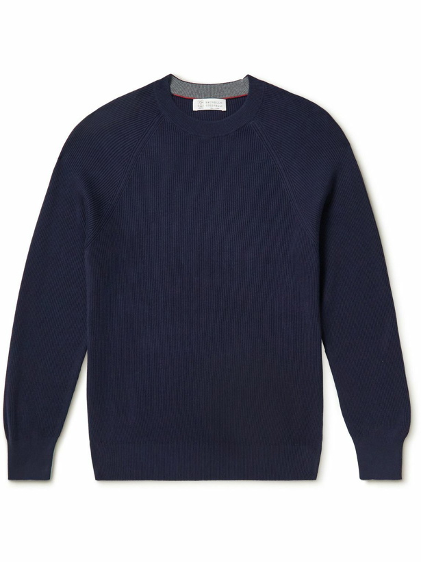 Photo: Brunello Cucinelli - Ribbed Cotton Sweater - Blue