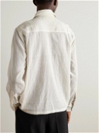 Kartik Research - Embellished Striped Cotton Shirt - Neutrals
